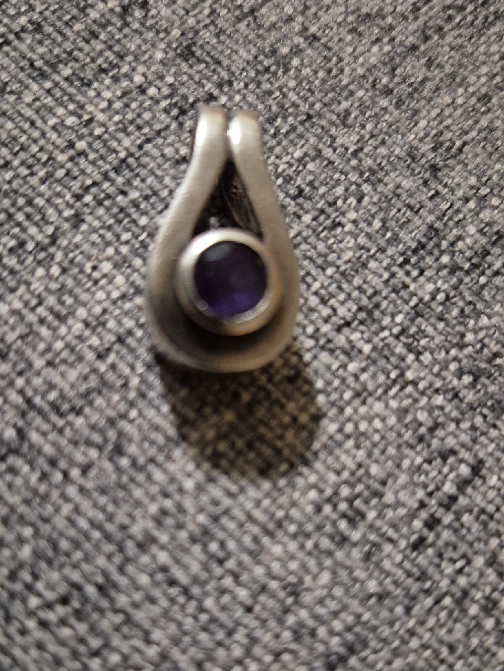 Sterling Silver Teardrop Pendant with Purple Gemstone